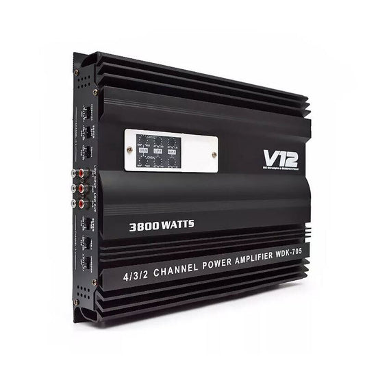 Amplificador de Potencia para Auto V12 WDK-705 | 4/3/2 Canales Clase A/B | 3800W | Modo Puente
